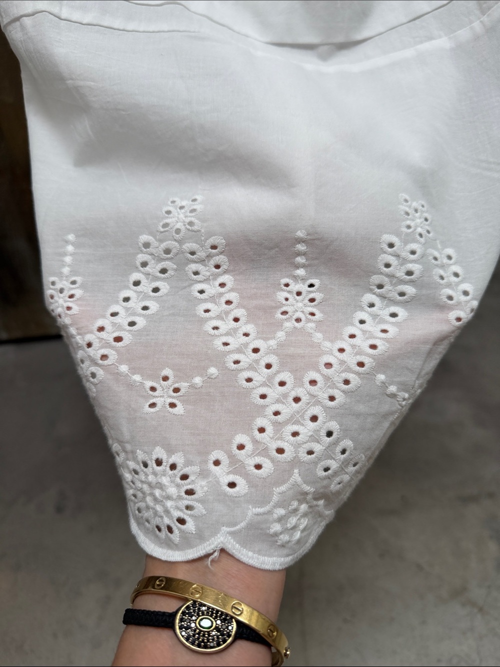 Lush White Tie-Front Eyelet Midi Dress - Picture 3 of 9